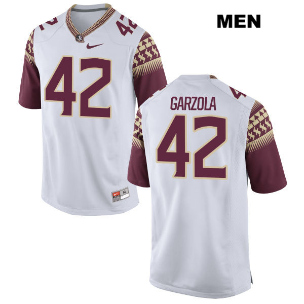 Men's NCAA Nike Florida State Seminoles #42 Richard Garzola College White Stitched Authentic Football Jersey RMC1269XY